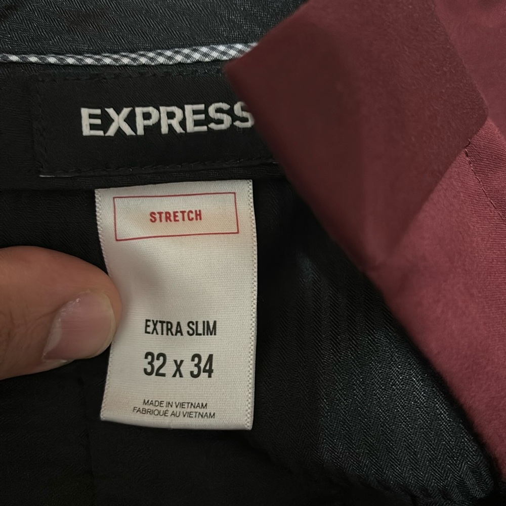 Maroon 32x34 slim Express slacks